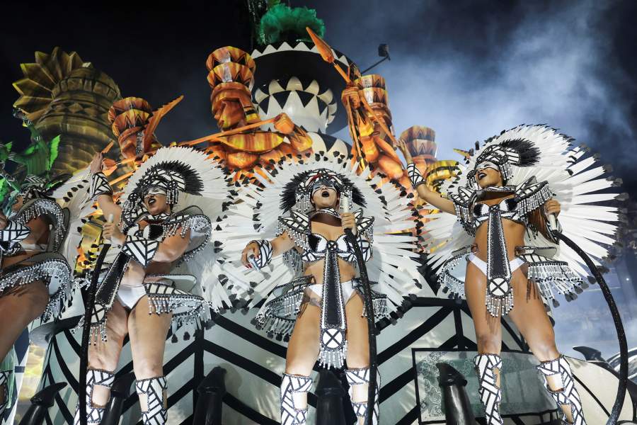 Revellers from Salgueiro samba school perform at the Sambadrome during Carnival in Rio de Janeiro