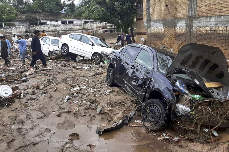 Наводнение, вызванное проливными дождями в районе Мингаора, главного города долины Сват на северо-западе Пакистана