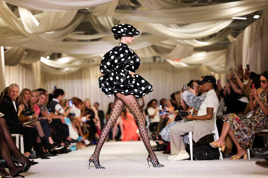 A model presents creations by Christian Siriano during New York Fashion Week, in New York City, U.S., September 12, 2025. REUTERS/Caitlin Ochs
