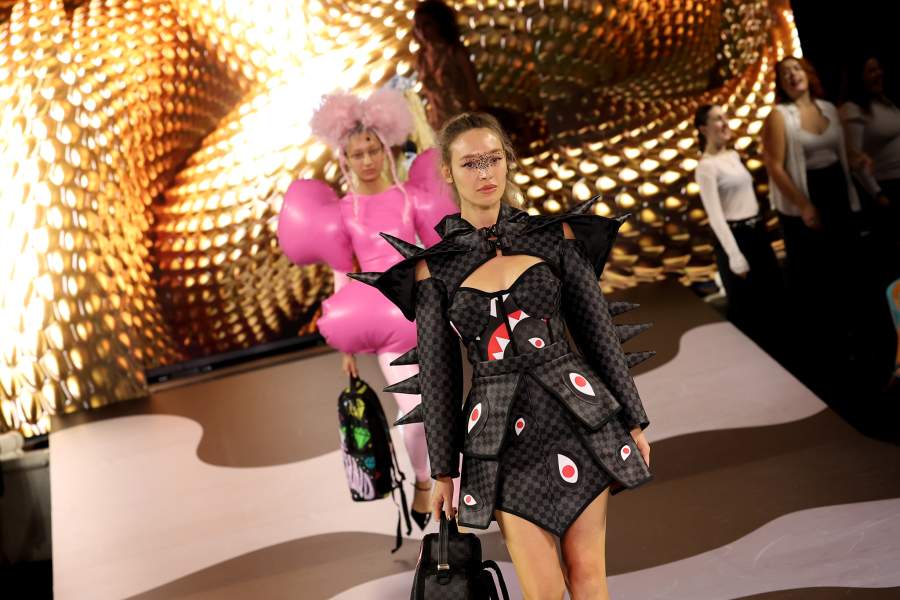 LONDON, ENGLAND - SEPTEMBER 18: Models walk the runway in the finale at the Sprayground show during London Fashion Week September 2025 at Freemasons Hall on September 18, 2025 in London, England