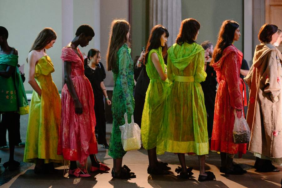 Backstage at the Erdem fashion show as part of Spring/Summer 2026 London Fashion Week on September 21, 2025 in London, England