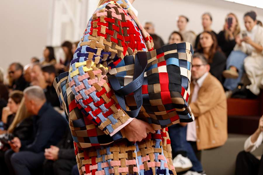 A model presents a creation from the Fendi Spring/Summer 2026 collection during Milan Fashion Week, in Milan, Italy, September 24, 2025.