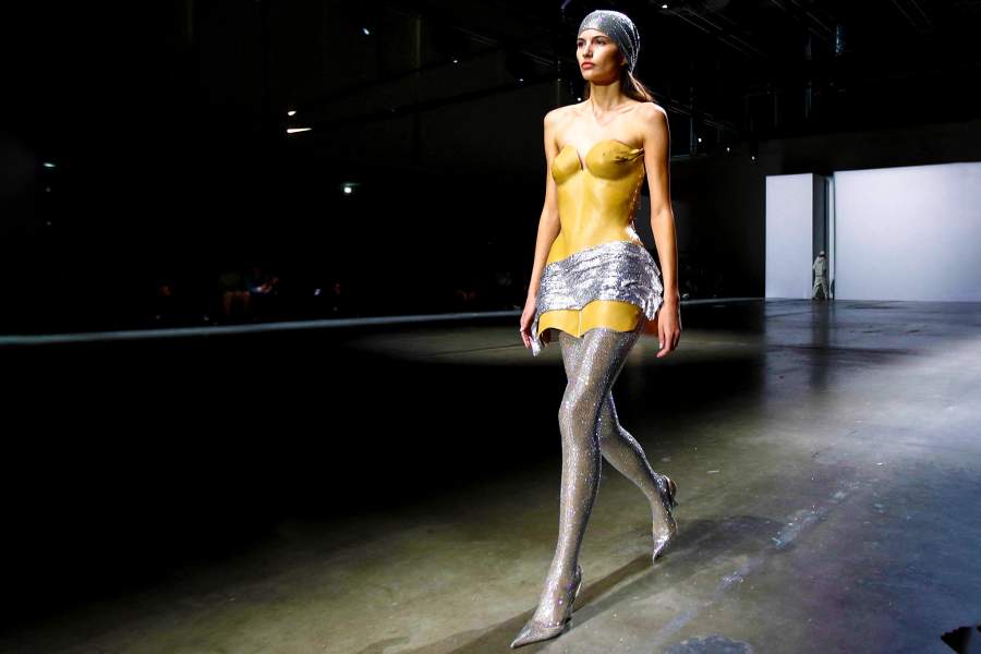 A model presents a creation from the Giuseppe Di Morabito Spring/Summer 2026 collection during Milan Fashion Week, in Milan, Italy, September 26, 2025.