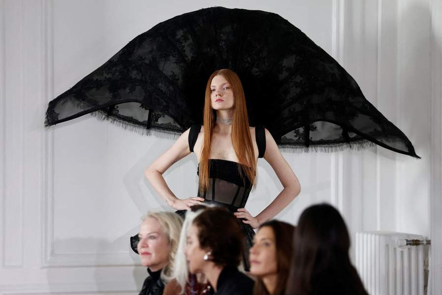 A model presents a creation by designer Victor Weinsanto as part of his Spring/Summer 2026 Women's ready-to-wear collection show for fashion brand Weinsanto during Paris Fashion Week in Paris, France, September 29, 2025.