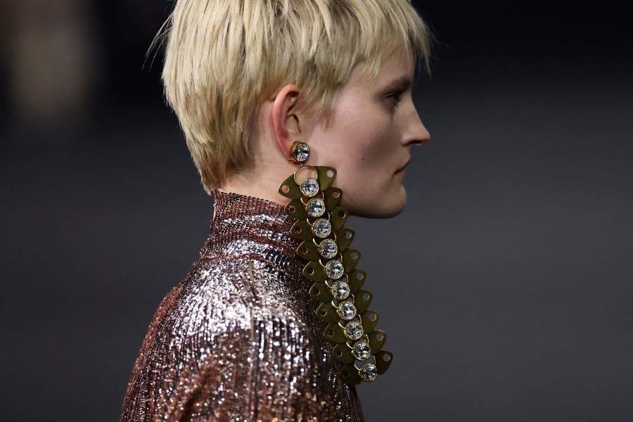 A model presents a creation by designer Alessandro Michele as part of his Spring/Summer 2026 Women's ready-to-wear collection show for the fashion house Valentino during Paris Fashion Week in Paris, France, October 5, 2025