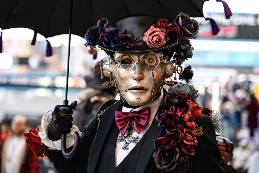 NEW YORK, NEW YORK - OCTOBER 09: A cosplayer poses as The Tin Man during day 1 of New York Comic Con 2025 on October 09, 2025 in New York City. (Photo by Daniel Zuchnik/Getty Images)