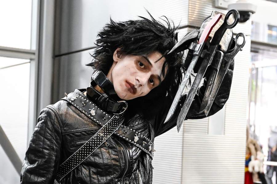 NEW YORK, NEW YORK - OCTOBER 11: A cosplayer poses as Edward Scissorhands during day 3 of New York Comic Con 2025 on October 11, 2025 in New York City. (Photo by Daniel Zuchnik/Getty Images)