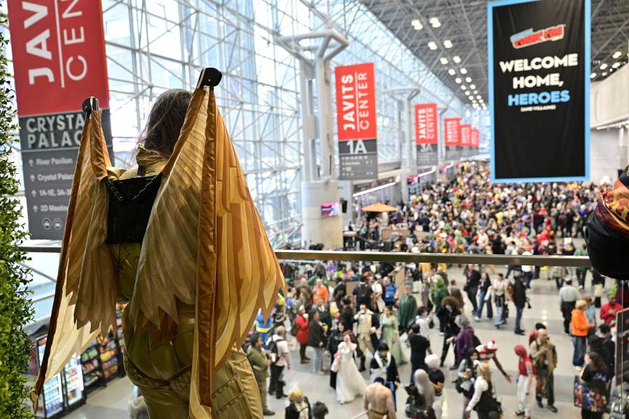 NEW YORK, NEW YORK - OCTOBER 11: A cosplayer looks over the crowd during New York Comic Con 2025 at The Jacob K. Javits Convention Center on October 11, 2025 in New York City. (Photo by Eugene Gologursky/Getty Images for ReedPop)
