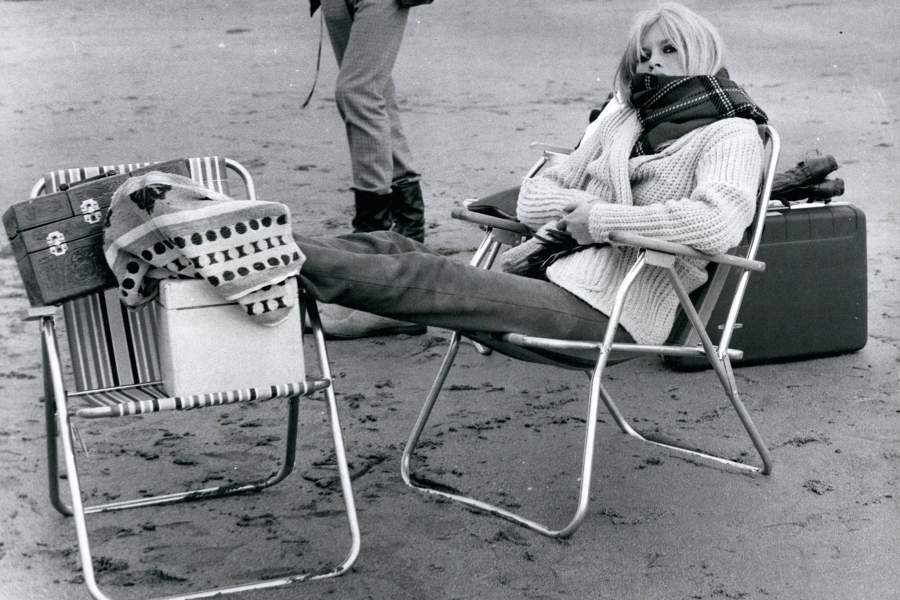 Dec. 16, 1978 - Bardot on the beach Brigitte keeps warm while waiting for filming to start