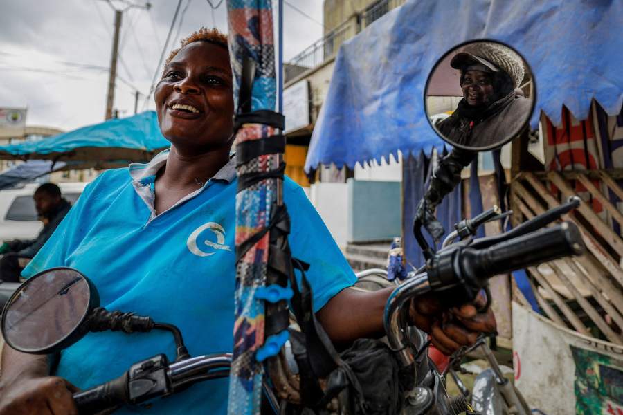 Acceline Ngouana, 36, a trained nurse who left the profession due to meager pay, 