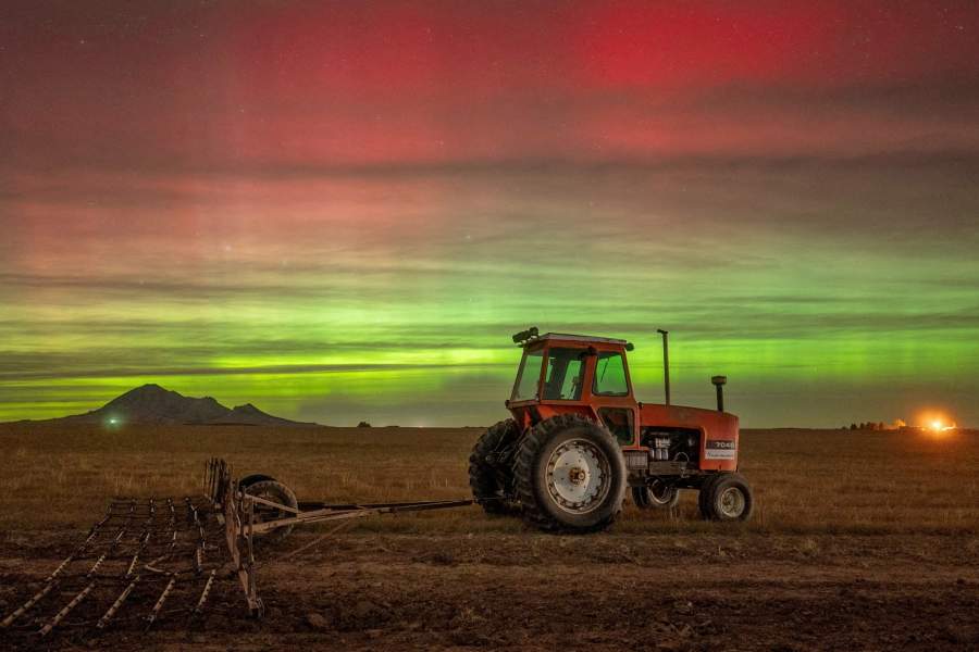 Northern Lights, also called aurora borealis, illuminate the sky in Sturgis, South Dakota, U.S., November 12, 2025, in this screengrab