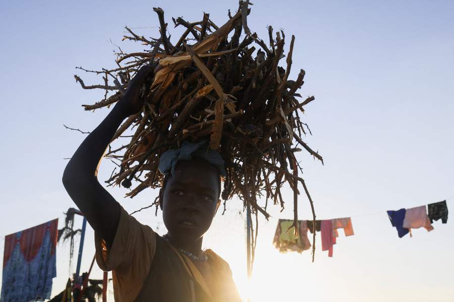 A Sudanese refugee from Al-Fashir carries firewood in the Tine transit camp amid the conflict between the paramilitary Rapid Support Forces (RSF) and the Sudanese army, in eastern Chad, November 22, 2025. REUTERS/Amr Abdallah Dalsh