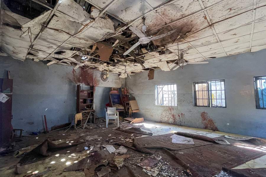 Remnants are seen inside the Al-Adum Jumaat Mosque a day after an explosion that struck the mosque following evening prayers near Gamboru Market in Maiduguri, Borno State, Nigeria, December 25, 2025. REUTERS/Ahmed Kingimi TPX IMAGES OF THE DAY