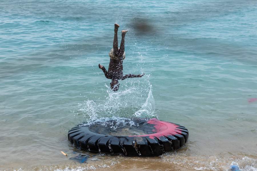 BERBERA, SOMALILAND - AUGUST 06: Somali children playing in the sea, Sahil region, Berbera, Somaliland on August 6, 2019 in Berbera, Somaliland. (Photo by Eric Lafforgue/Art in All of Us/Corbis via Getty Images)