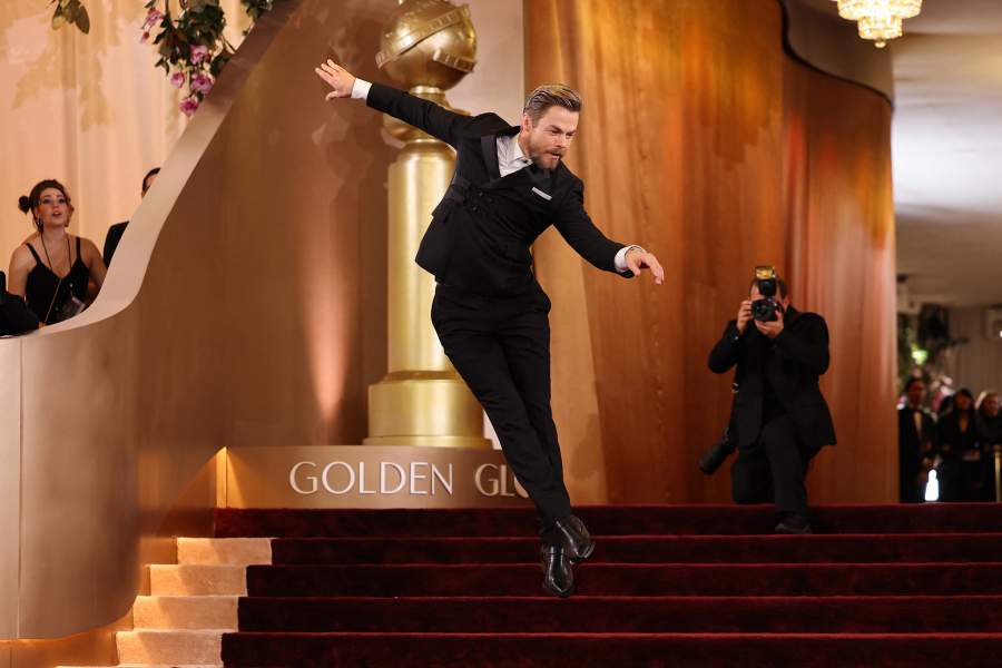 Derek Hough poses on the red carpet at the 83rd Annual Golden Globes in Beverly Hills, California, U.S