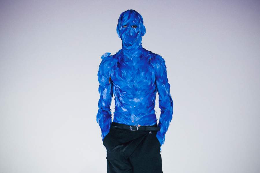 A model presents a creation by designers Florentin Glemarec and Kevin Nompeix as part of their Menswear Fall/Winter 2026-2027 collection show for Egonlab brand during Men's Fashion Week in Paris, France, January 21, 2026