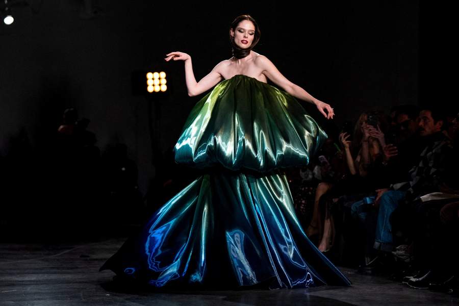 Coco Rocha presents a creation from the Christian Siriano Fall/Winter 2026 collection during New York Fashion Week in New York City, U.S., February 12, 2026. REUTERS/Angelina Katsanis TPX IMAGES OF THE DAY