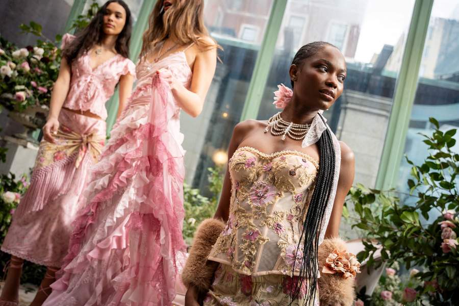 Models present creations from the LoveShackFancy Fall 2026 collection during New York Fashion Week in New York City, U.S., February 11, 2026. REUTERS/Angelina Katsanis