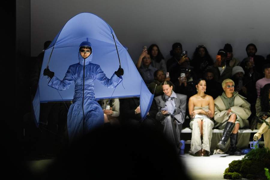 NEW YORK, NEW YORK - FEBRUARY 11: A model walks the runway during the Jane Wade fashion show during New York Fashion Week on February 11, 2026 in New York City. (Photo by John Nacion/Getty Images)