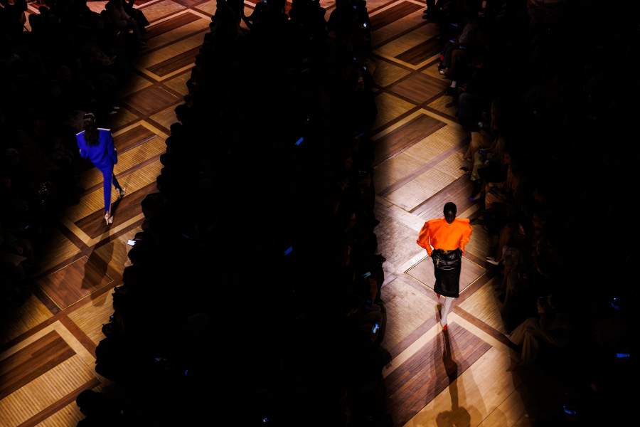 PARIS, FRANCE - MARCH 06: (EDITORIAL USE ONLY - For Non-Editorial use please seek approval from Fashion House) Models walk the runway during the Mugler Womenswear Fall/Winter 2026-2027 show at Palais de la Porte Dorée as part of Paris Fashion Week on March 06, 2026 in Paris, France. (Photo by Richard Bord/Getty Images)