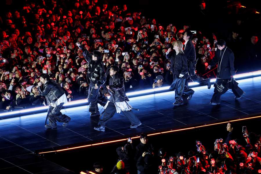 Kpop group BTS perform during ‘BTS The Comeback Live Arirang’ concert in central Seoul, South Korea, March 21, 2026.