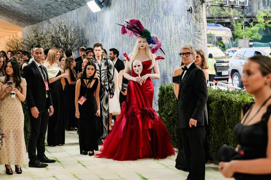 Gwendoline Christie poses during the Met Gala, an annual fundraising gala held for the benefit of the Metropolitan Museum of Art's Costume Institute with this year's theme 'Costume Art' in New York City, New York, U.S., May 4, 2026.