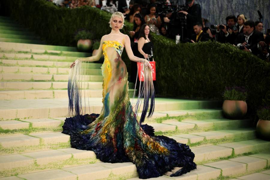 Emma Chamberlain poses during the Met Gala, an annual fundraising gala held for the benefit of the Metropolitan Museum of Art's Costume Institute with this year's theme 'Costume Art' in New York City, New York, U.S., May 4, 2026