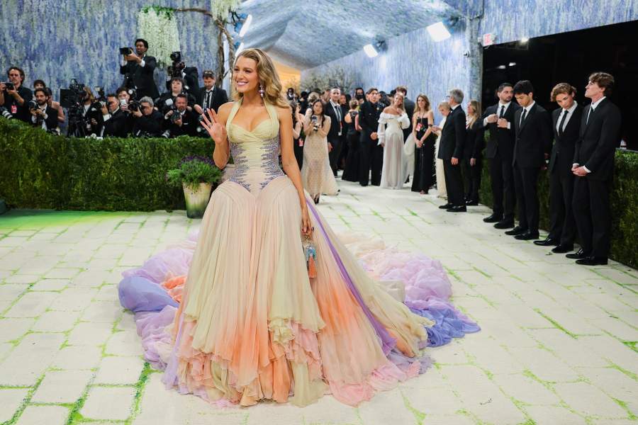 Blake Lively poses during the Met Gala, an annual fundraising gala held for the benefit of the Metropolitan Museum of Art's Costume Institute with this year's theme 'Costume Art' in New York City, New York, U.S., May 4, 2026