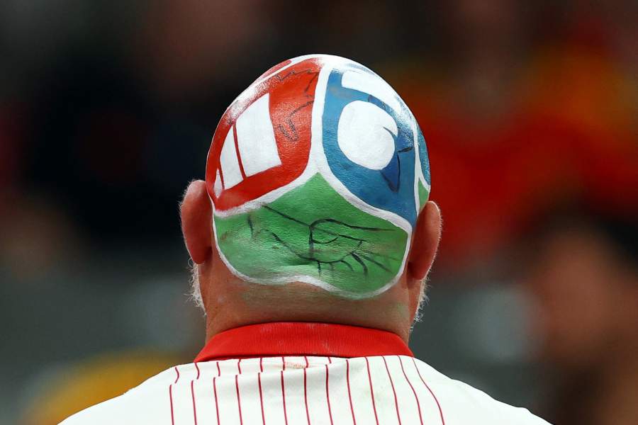 Soccer Football - FIFA World Cup 2026 - Group G - New Zealand v Belgium - BC Place, Vancouver, Canada - June 26, 2026 A Canada fan with his head painted inside the stadium before the match REUTERS/Albert Gea