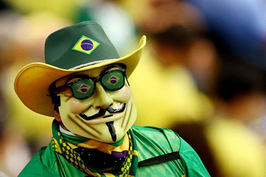 Soccer Football - FIFA World Cup 2026 - Round of 32 - Brazil v Japan - Houston Stadium, Houston, Texas, U.S. - June 29, 2026 Brazil fan inside the stadium before the match REUTERS/Pedro Nunes TPX IMAGES OF THE DAY