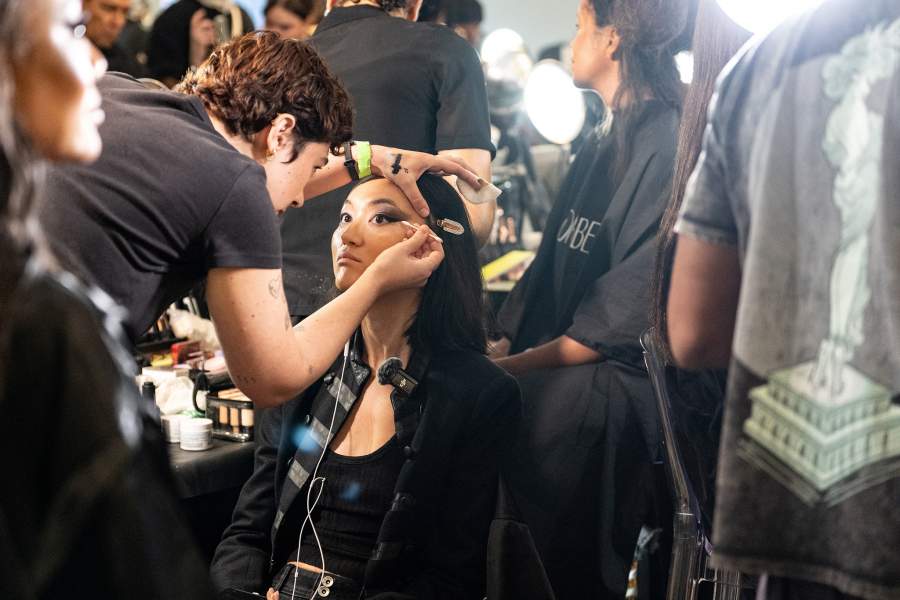 A model has their makeup done prior to The Blonds Spring/Summer 2027 collection presentation at New York Fashion Week in New York City, September 14, 2026. REUTERS/David ‘Dee’ Delgado