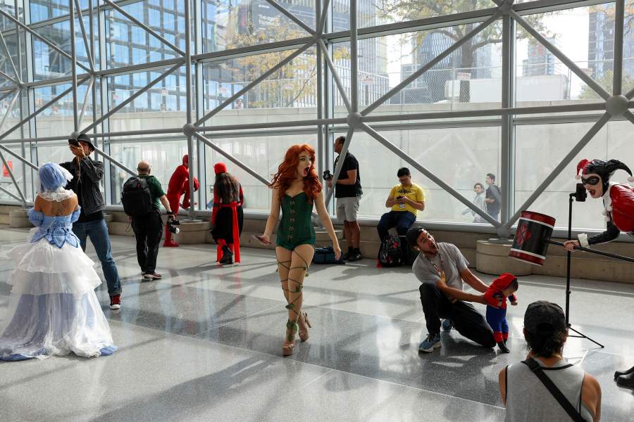 Cosplayers take photographs during the opening day of New York Comic Con at the Jacob Javits Center in Manhattan in New York City, US, October 8, 2026
